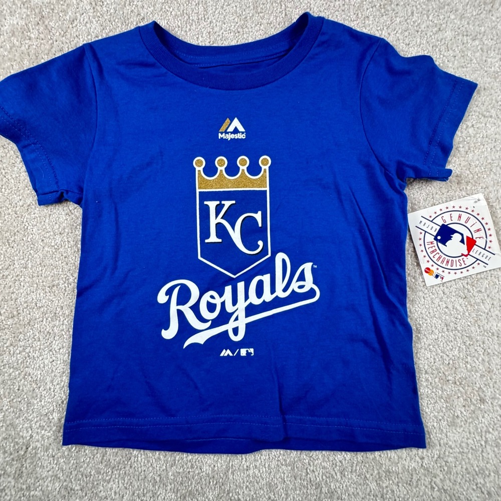 Majestic Kansas City Royals MLB Royal Blue Graphic T-Shirt Kids Size 3T NWT